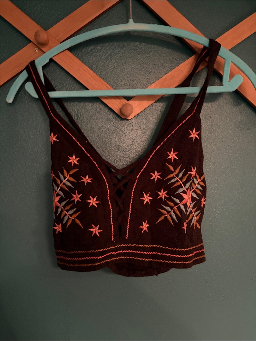 American eagle embroidered crop top